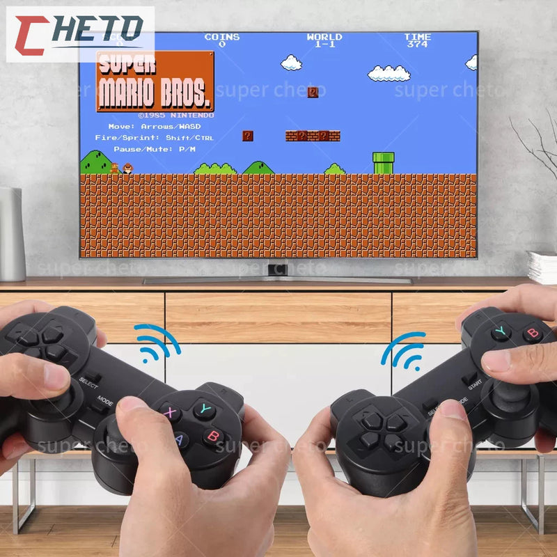 Videogame Stick 4K 64gb 2 Controles Sem Fio Console Portatil Jogos Retro Antigo