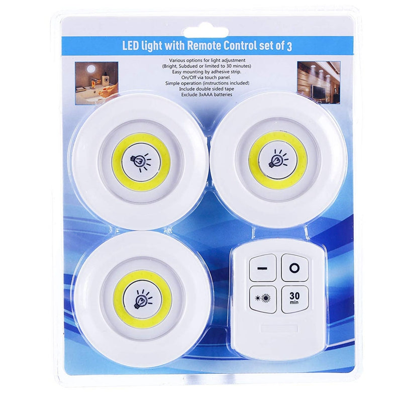 Kit 3 Lâmpadas Luminária Led Spot Sem Fio Controle Remoto