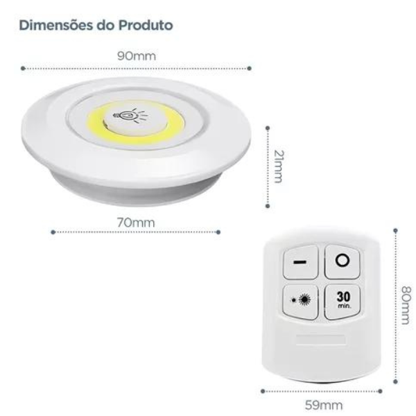 Kit 3 Lâmpadas Luminária Led Controle Sem Fio