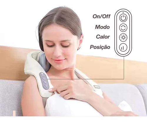 Aparelho Massagem Pescoço Ombros Terapêutica Portátil  Recar