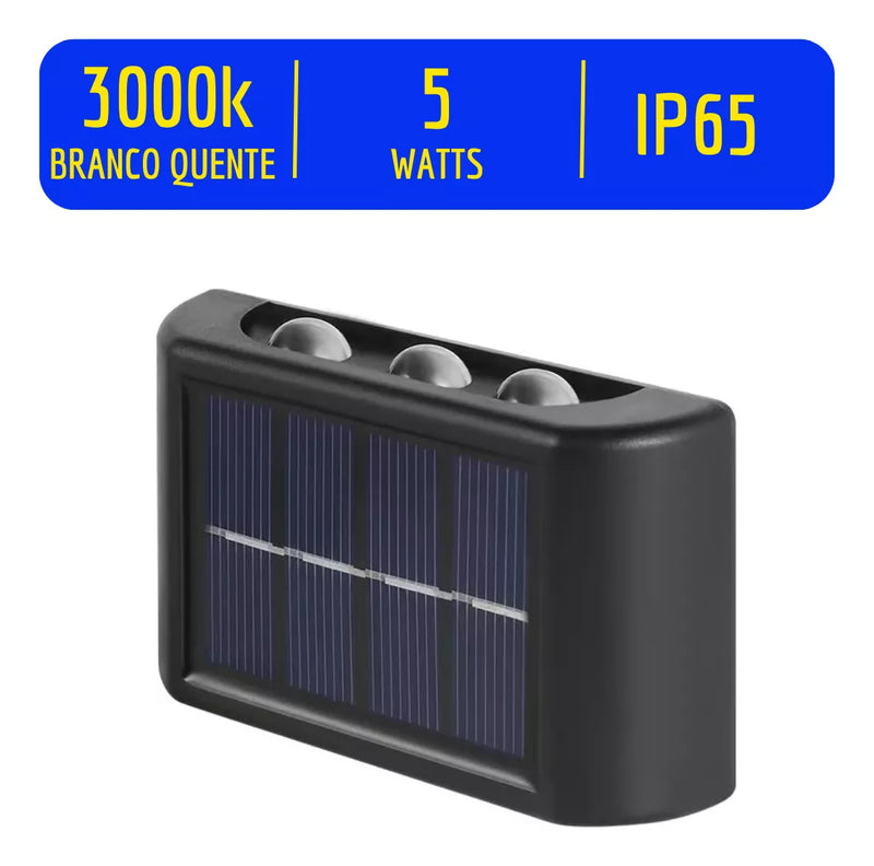 Kit com 4 Arandela solar 6 leds jardim escadas muros prova d